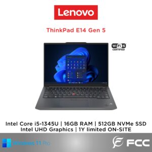 Lenovo ThinkPad E14 Gen 5 Intel Core i5-1345U 16GB 512GB SSD 3Y