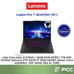 Lenovo Legion Pro 7 16IAX10H Intel Core Ultra 9 275HX 32GB 1TB SSD NVIDIA GeForce RTX 5070 Ti 12GB GDDR7