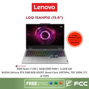 Lenovo LOQ 15AHP10 AMD Ryzen 7 250 16GB 512GB NVIDIA GeForce RTX 5060 8GB GDDR7