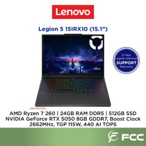 Lenovo Legion 5 15AHP10 AMD Ryzen 7 260 24GB 512GB SSD NVIDIA GeForce RTX 5050 8GB GDDR7