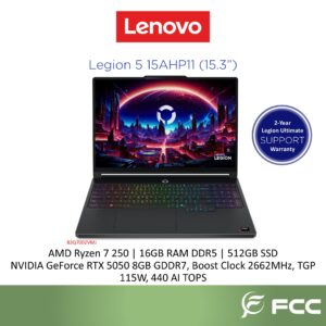 Lenovo Legion 5 15AHP11 AMD Ryzen 7 250 16GB 512GB SSD NVIDIA GeForce RTX 5050 8GB GDDR7