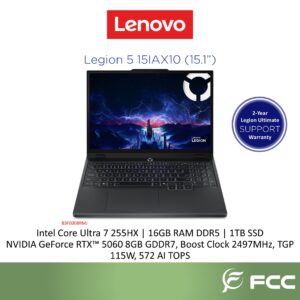 Lenovo Legion 5 15IAX10 Intel Core Ultra 7 255HX 16GB 1TB SSD NVIDIA GeForce RTX 5060 8GB GDDR7