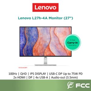 Lenovo L27h-4A 27-inch IPS QHD 100Hz Speakers USB-C Monitor
