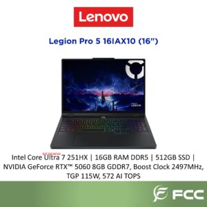 Lenovo Legion Pro 5 16IAX10 Intel Core Ultra 7 251HX 16GB 512GB SSD NVIDIA GeForce RTX 5060 8GB GDDR7
