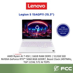Lenovo Legion 5 15AGP11 AMD Ryzen AI 7 450 16GB 512GB SSD NVIDIA GeForce RTX 5060 8GB GDDR7