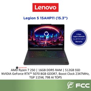 Lenovo Legion 5 15AHP11 AMD Ryzen 7 250 16GB 512GB SSD NVIDIA GeForce RTX 5070 8GB GDDR7