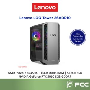 Lenovo LOQ Tower 26ADR10 AMD Ryzen 7 8745HX 16GB 512GB SSD RTX 5060 8GB GDDR7