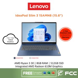 Lenovo IdeaPad Slim 3 15AMN8 AMD Ryzen 3 30 8GB 512GB SSD