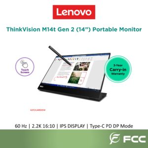 Lenovo ThinkVision M14t Gen2 14" FHD USB-C Touch Portable Monitor